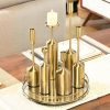 6pcs Gold Iron Taper Luxury Candlestick Candle Holder Stand Pillar