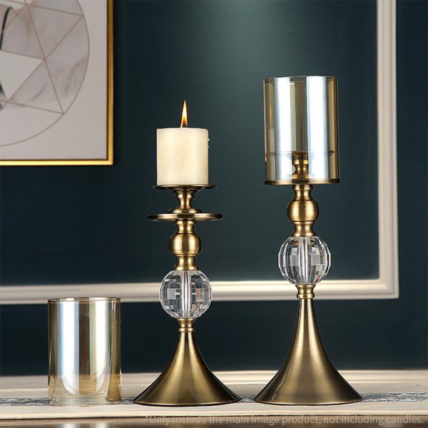 37cm 34cm Glass Candle Holder Candle Stand Glass Metal with Candle Set