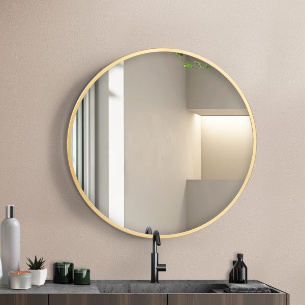 Wall Mirror Bathroom Makeup Mirrors Large Round Vanity  Decor Frame 70cm