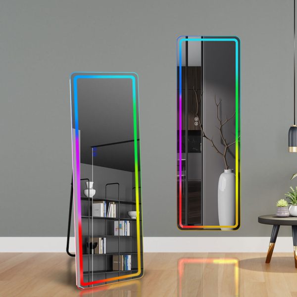 LED Wall Mirror Full Length Bathroom Makeup Wardrobe Floor RGB Mirrors