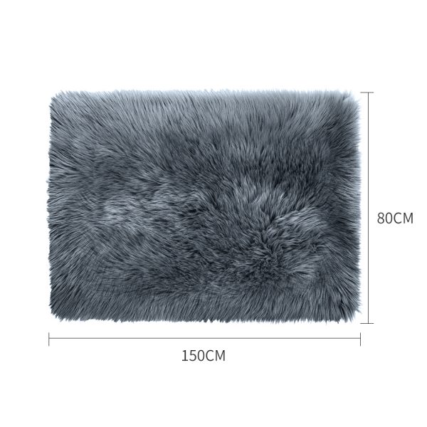 Floor Rugs Sheepskin Shaggy Rug Carpet Bedroom Living Room Mat 80X150 Dark Grey