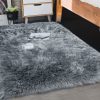 Floor Rugs Sheepskin Shaggy Rug Carpet Bedroom Living Room Mat 80X150 Dark Grey