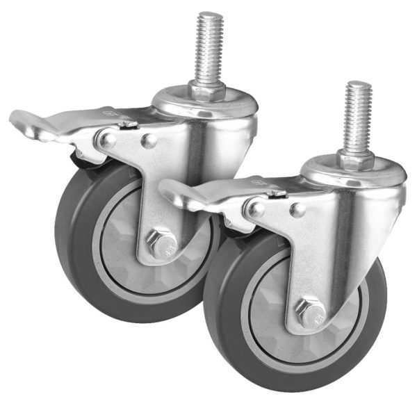 2 x 4″ Heavy Duty Polyurethane Swivel Castor Brake Wheels