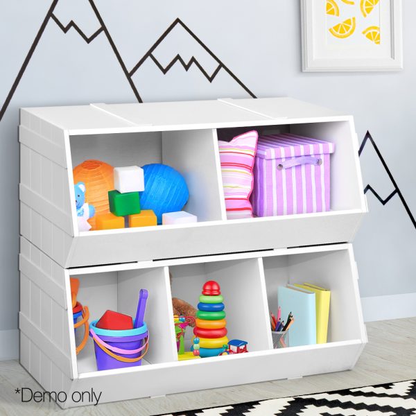 Kids Toy Box Stackable Bookshelf Storage Organiser Bookcase Shelf