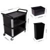 2X 3 Tier Covered Food Trolley Food Waste Cart Storage Mechanic Kitchen with Bins