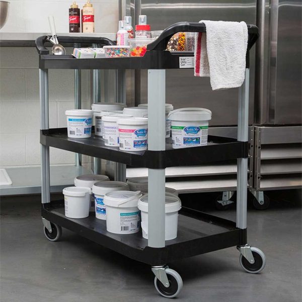 2x 3 Tier 83x43x95cm Food Trolley Food Waste Cart w/ 2 Bins Storage Kitchen Small