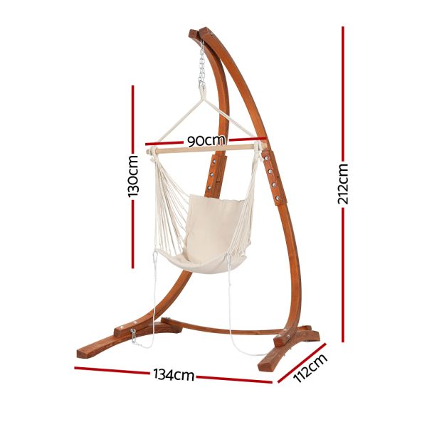 Hammock Chair Timber Outdoor Furniture Camping with Stand White