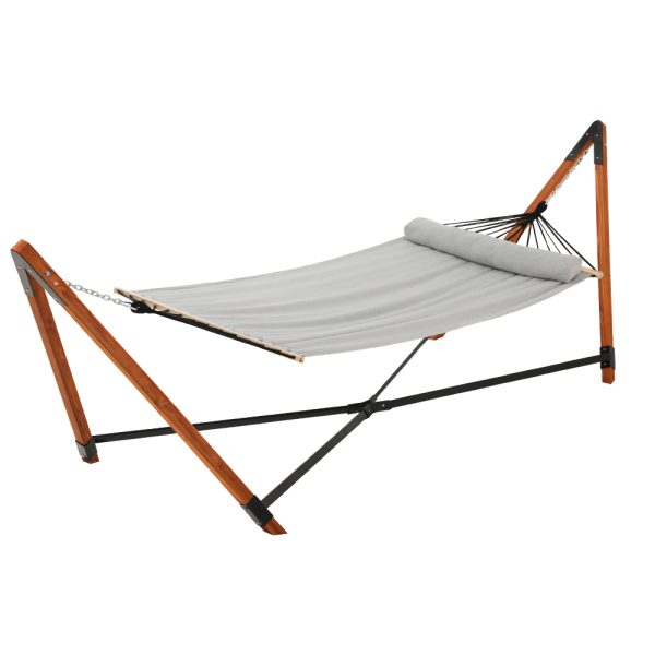 Hammock Bed Outdoor Camping Timber Hammock with Stand Grey