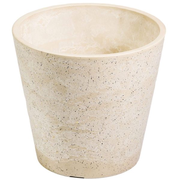 Imitation Stone Pot – 20 cm, White and Cream