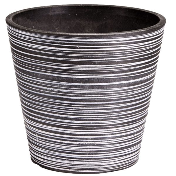 Engraved Pot – 14 cm, Black