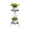 Plant Stand 2 Tiers Outdoor Indoor Metal Flower Pots Rack Garden Black