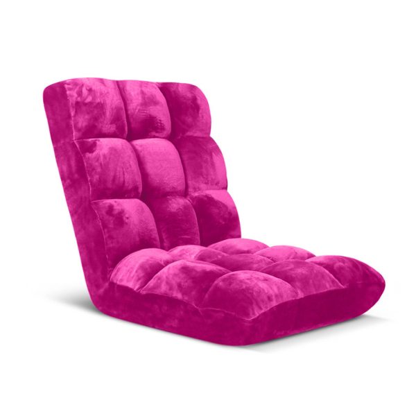 Floor Recliner Folding Lounge Sofa Futon Couch Folding Chair Cushion Apricot x2