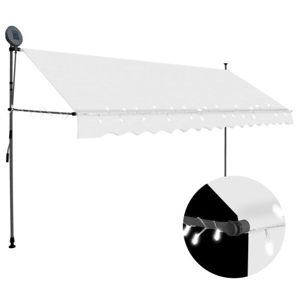 Manual Retractable Awning with LED 400 cm Cream