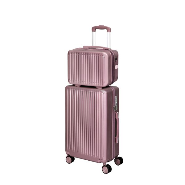 Luggage Suitcase Trolley Set Travel Lightweight 2pc 14″+20″ Rose Gold