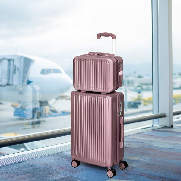 Luggage Suitcase Trolley Set Travel Lightweight 2pc 14″+20″ Rose Gold