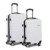 Luggage Trolley Set Travel Suitcase TSA Hard Case White – 2 Sets