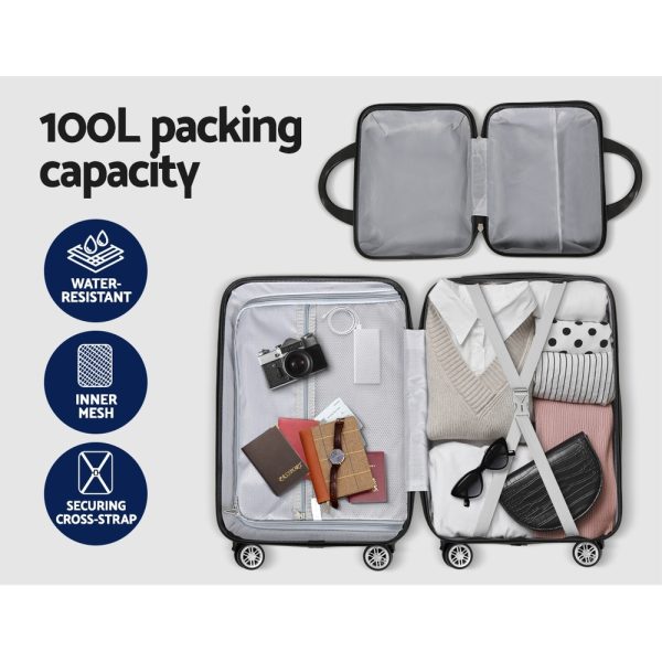 2pc Luggage 12″ 20″ Trolley Travel Suitcase Storage Carry On TSA Lock Dark Grey