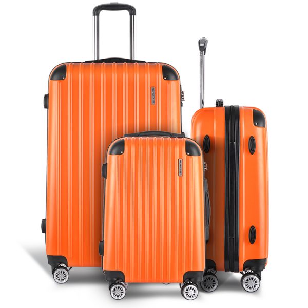 3pc Luggage Sets Trolley Travel Suitcases TSA Hard Case – Orange