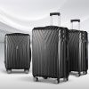 3pc Luggage Trolley Set Suitcase Travel TSA Hard Case Carry On Black Lightweight