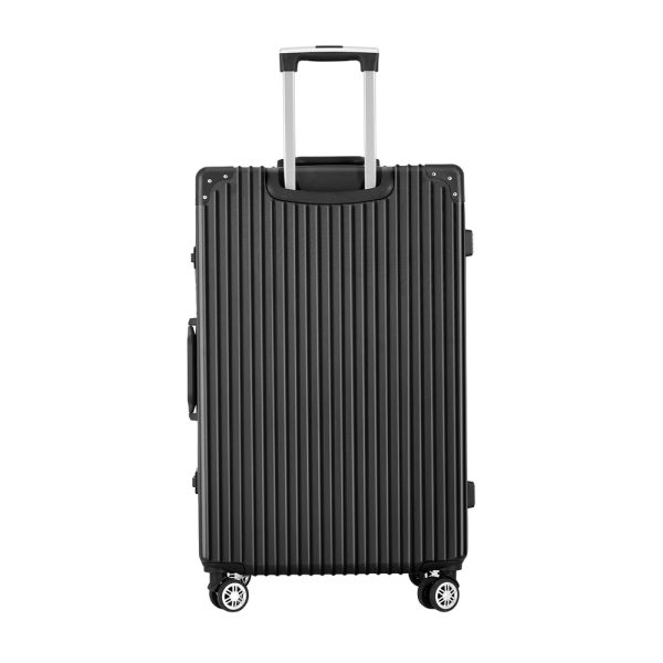28″ Luggage Trolley Travel Suitcase Set TSA Hard Case Lightweight Aluminum Black