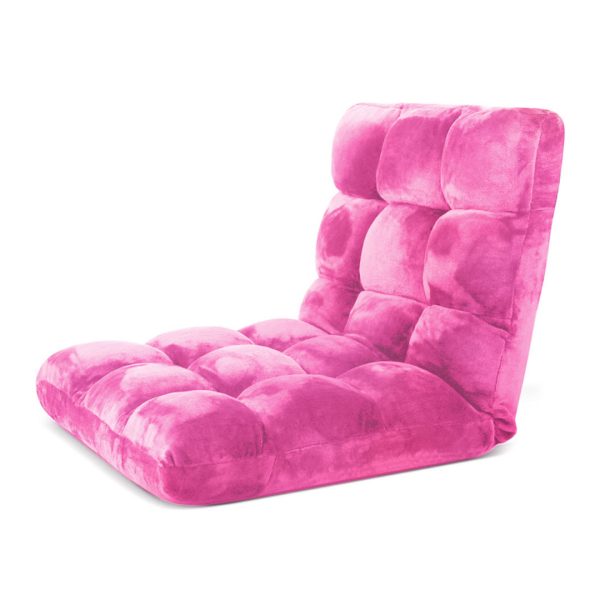 Floor 2x Recliner Folding Lounge Sofa Futon Couch Folding Chair Cushion Light Pink