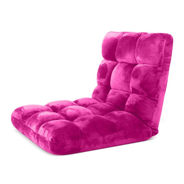 Floor Recliner Folding Lounge Sofa Futon Couch Folding Chair Cushion Pink
