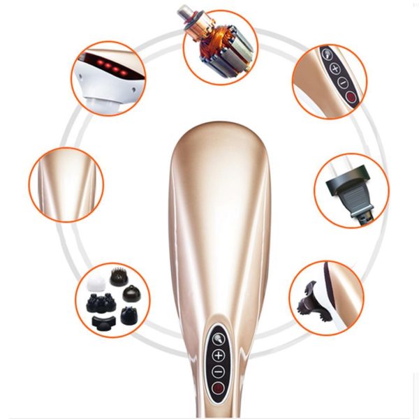 6 Heads Portable Handheld Massager Soothing Stimulate Blood Flow Shoulder Gold