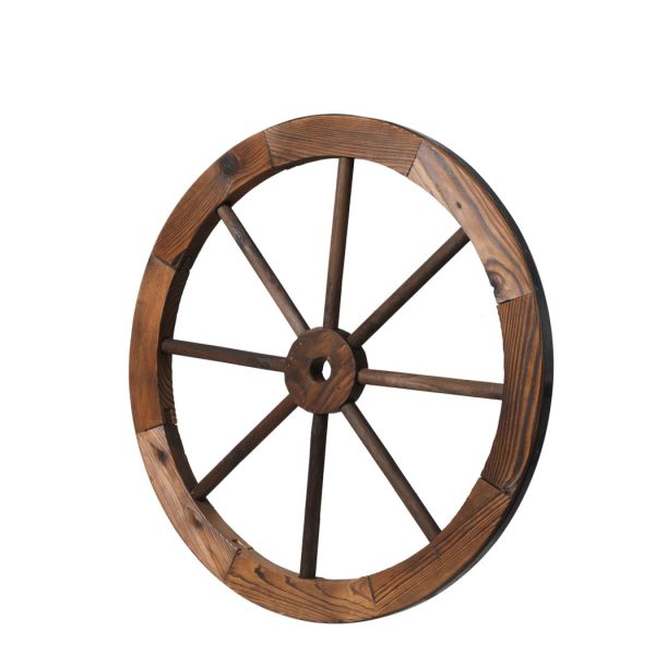 Outdoor Ornaments Large Wooden Wagon Wheel Rustic Garden Decor Indoor