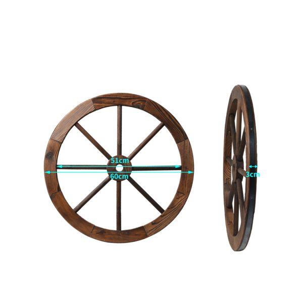 Outdoor Ornaments Large Wooden Wagon Wheel Rustic Garden Decor Indoor