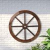 Outdoor Ornaments Large Wooden Wagon Wheel Rustic Garden Decor Indoor