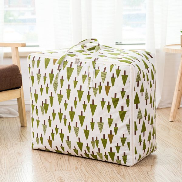 Green Pine Tree Medium Storage Luggage Bag Double Zipper Foldable Travel Organiser Essentials