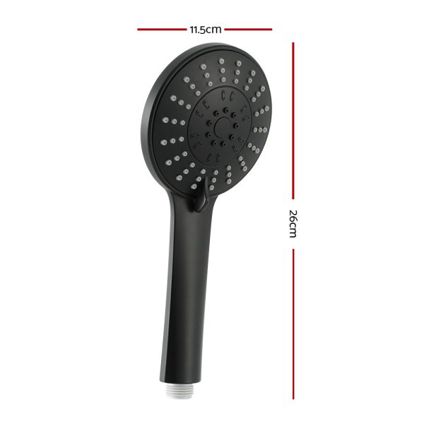 Handheld Shower Head 4.5″ High Pressure 5 Modes Poweful Round Black