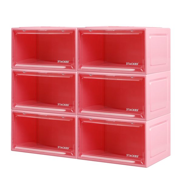 Sneaker Display Case 6x Shoe Storage Box Clear Plastic  Stackable Boxes