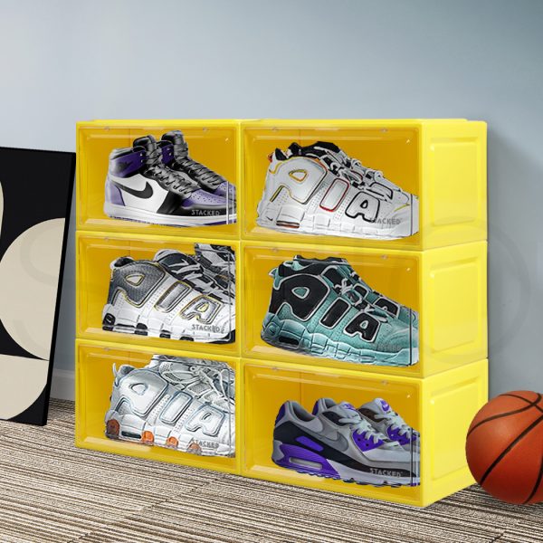 Sneaker Display Case 6x Clear Shoe Storage Box Magnetic Door Stackable