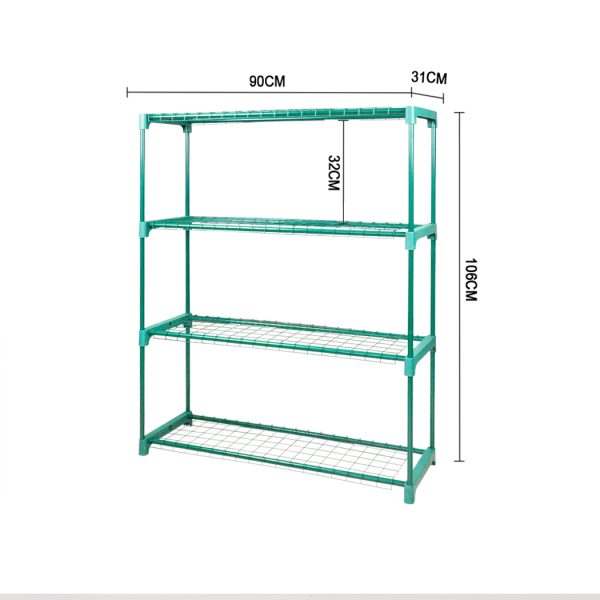 2x 4 Tier Plant Shelve Garden Greenhouse Steel Storage Shelving Frame Stand Rack