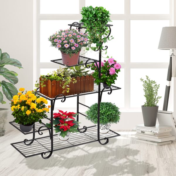 Outdoor Indoor Plant Stand Metal Flower Pot Garden Corner Shelf Stands