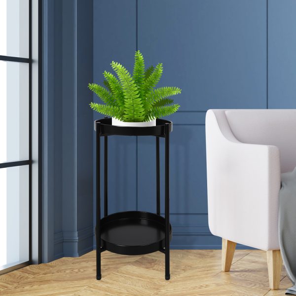 2 Tier Plant Stand Metal Flower Pot Rack Garden Shelf Outdoor Indoor