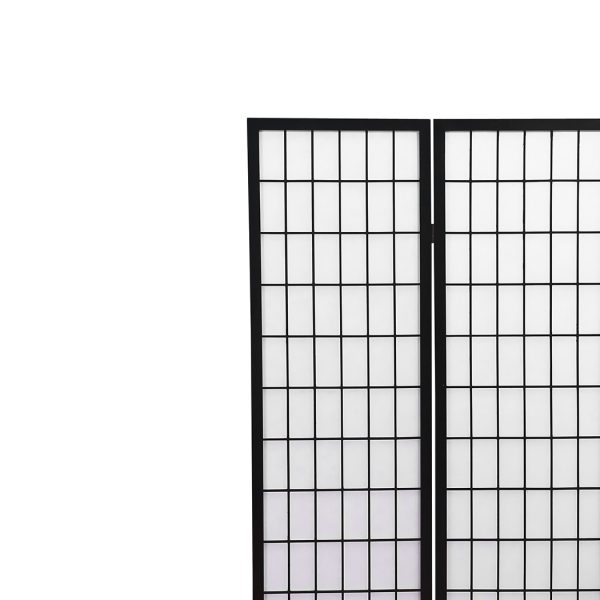 Takoma 4 Panel Free Standing Foldable  Room Divider Privacy Screen Black Frame