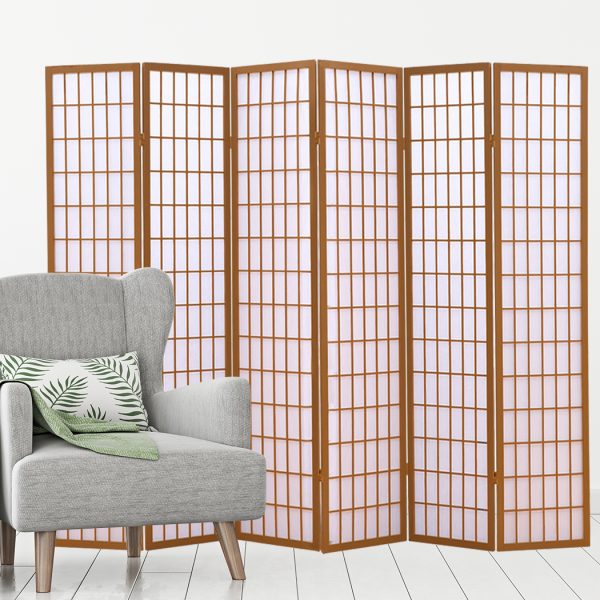 Takoma 6 Panel Free Standing Foldable  Room Divider Privacy Screen Wood Frame