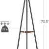 Black Coat Rack Stand Industrial Style 2 Shelves Clothes