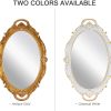 Oval Antique Gold 25 x 38 cm Vintage Carved Hanging Wall Mirror for Bedroom and Living-Room