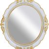 Oval Antique Vintage Hanging Wall Mirror for Bedroom and Livingroom (38 x 33 cm) – White