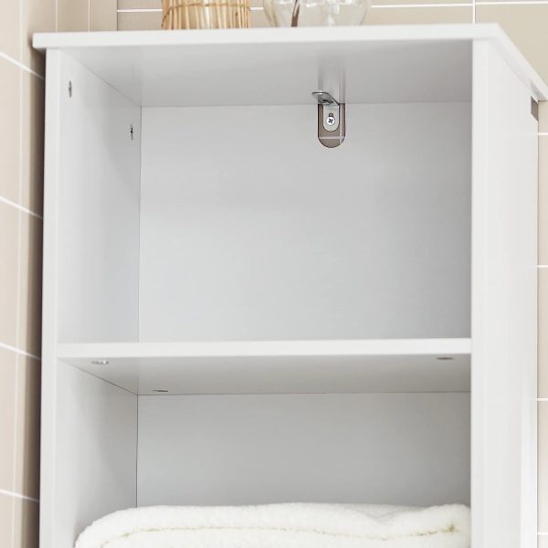 Tall Bathroom Storage Cabinet 3 Shelves, White