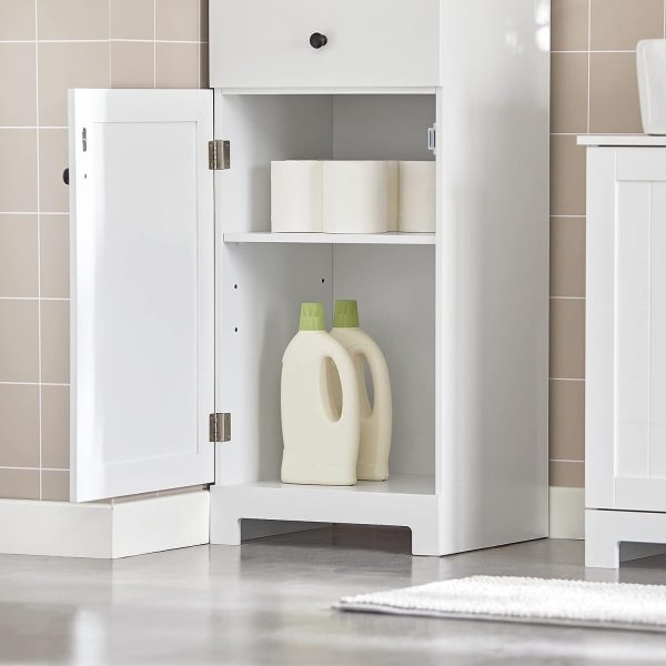 Tall Bathroom Storage Cabinet 3 Shelves, White