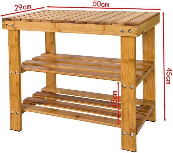 Bamboo Shoe Bench Rack Storage with shelves
