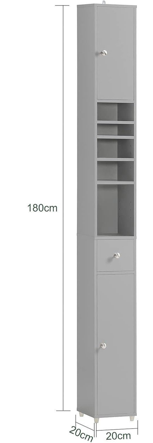 Tall Bathroom Storage Cupboard Shelves, Grey