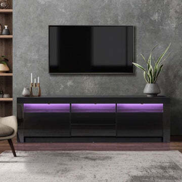 LED RGB TV Cabinet Entertainment Unit Stand Gloss Drawers 160cm Black
