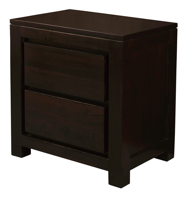Amsterdam 2 Drawer Bedside Table (Chocolate)