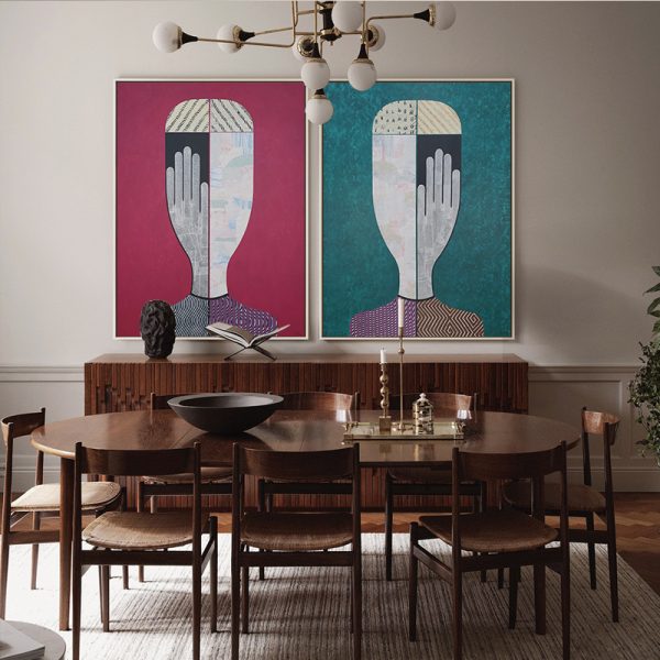 50cmx70cm Abstract Man And Woman 2 Sets Gold Frame Canvas Wall Art