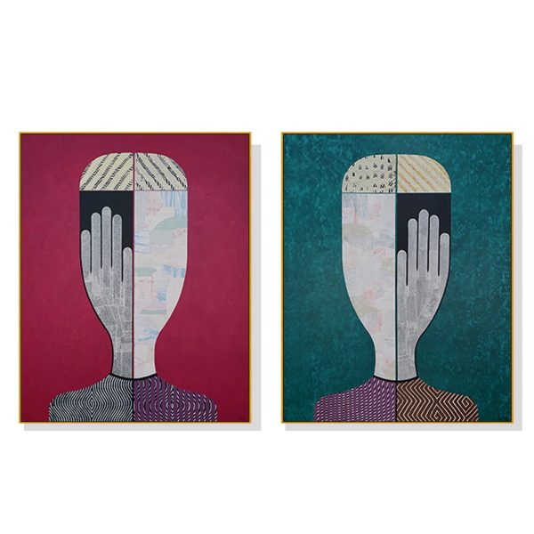 Abstract Man And Woman 2 Sets Gold Frame Canvas Wall Art